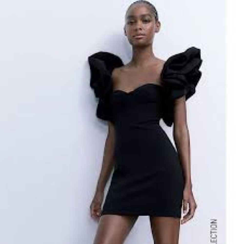 Elegant Black Dress with Statement Sleeves